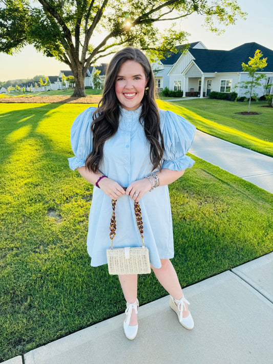 Brooke Pleated Puff Sleeve Dress