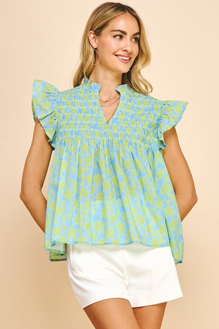 Marty Smocked Short Sleeve Top