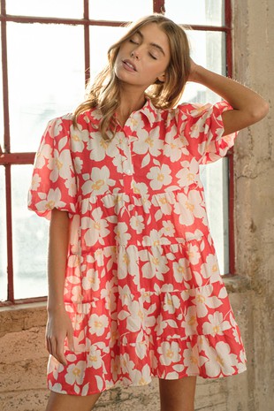 Brynna Puff Sleeve Dress - Floral