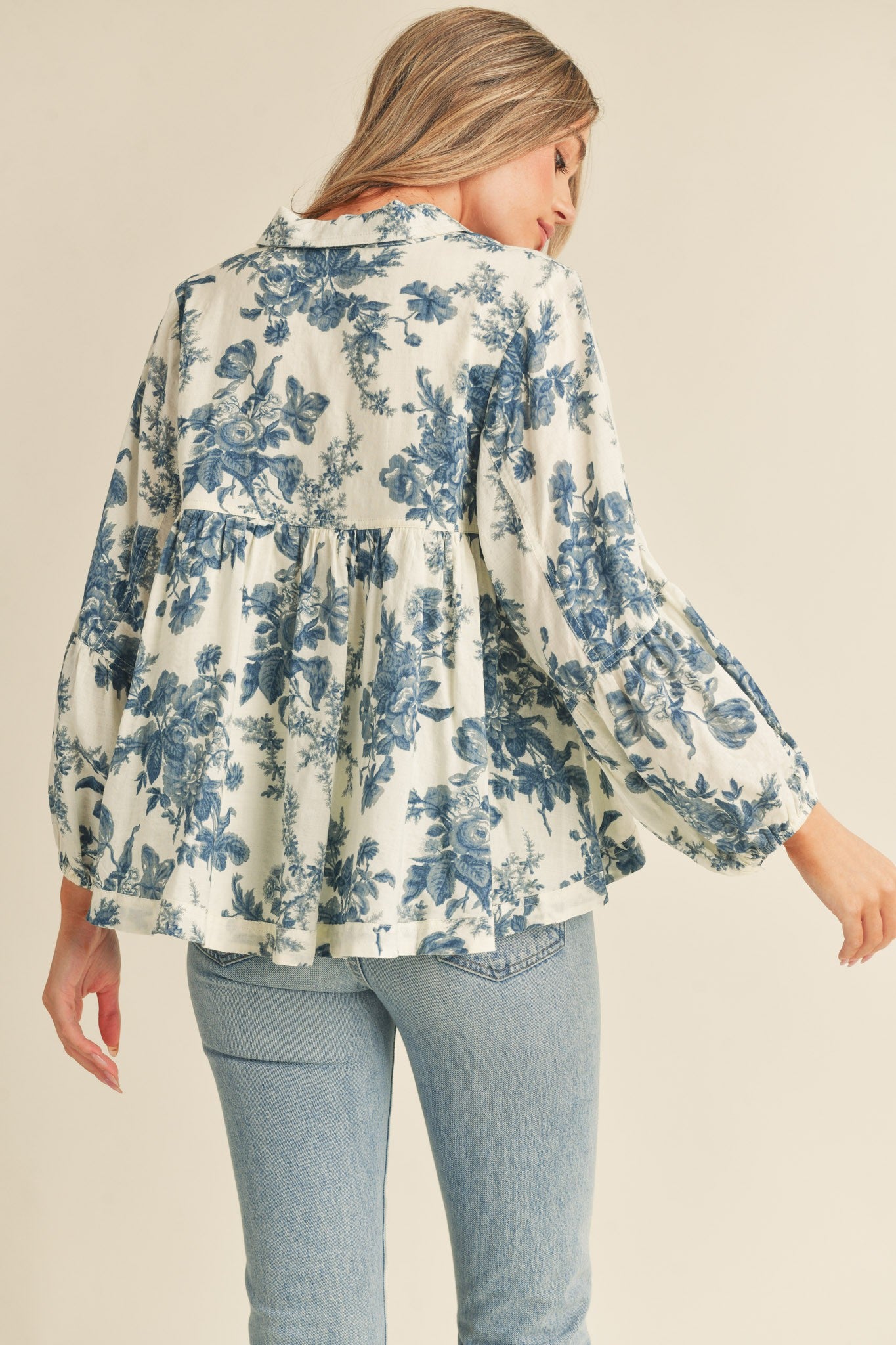 Jennifer Floral Toile Babydoll Top