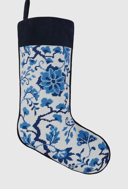 Chinoiserie Floral Needlepoint Stocking PRE-ORDER ETA: 10/1