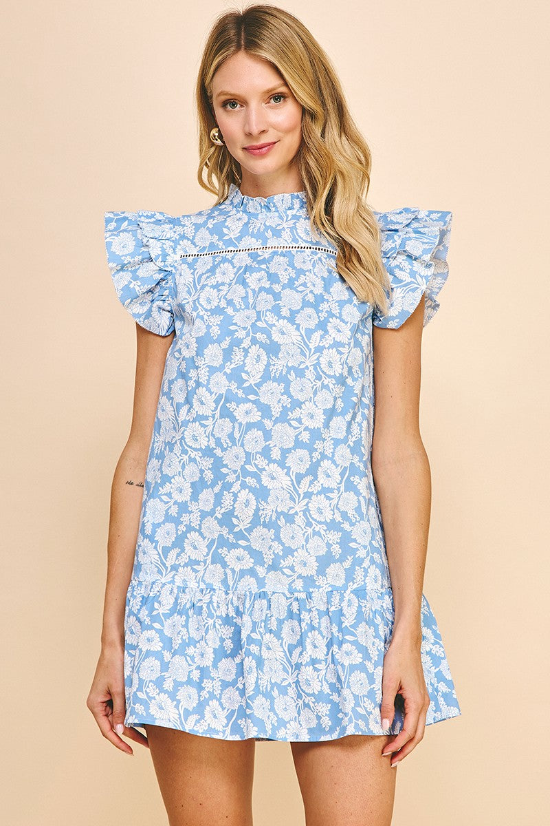 Grace Floral Flutter Sleeve Dress