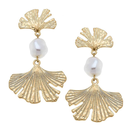 Vivy Ginkgo & Pearl Statement Earrings