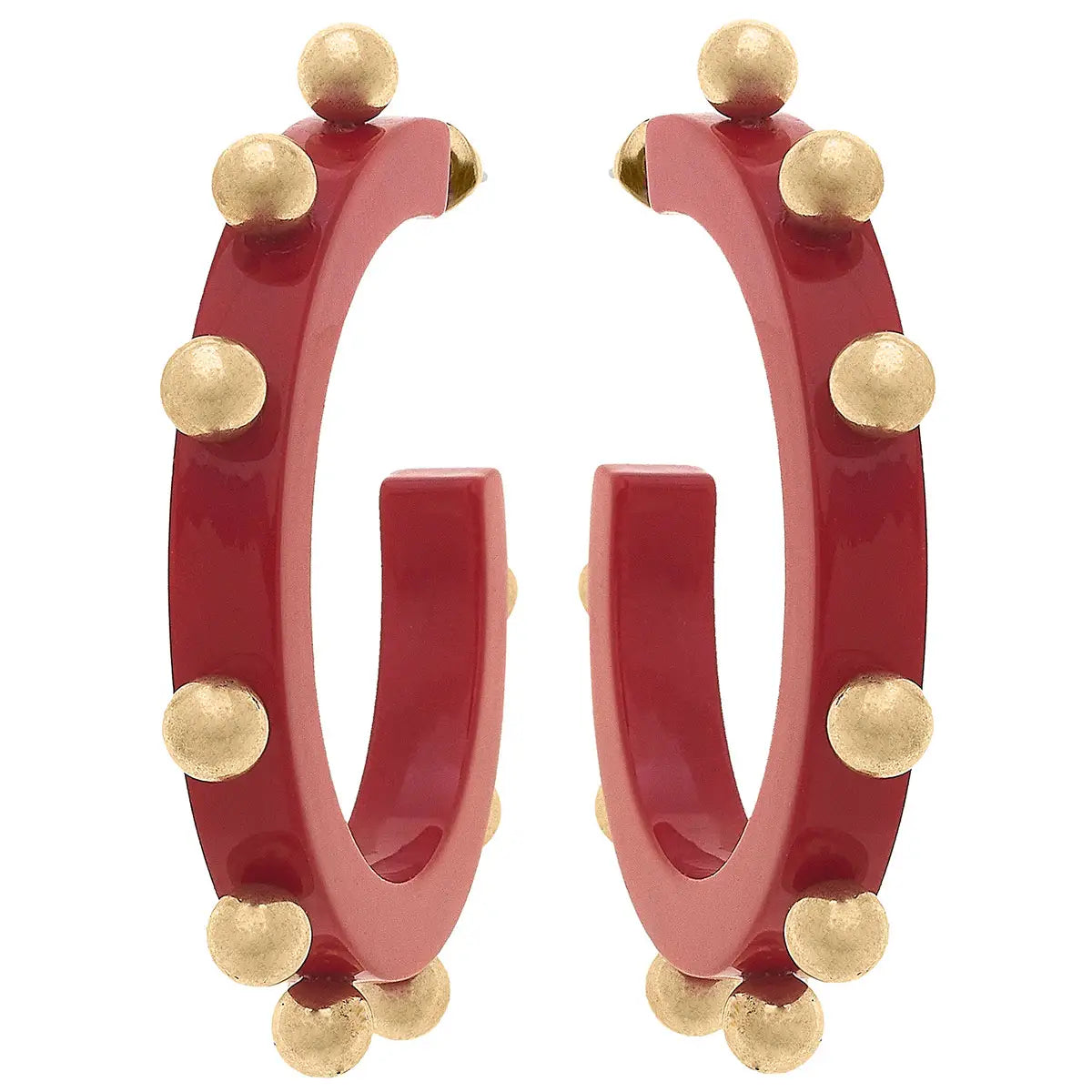 Kelley Studded Metal and Resin Hoop Earrings