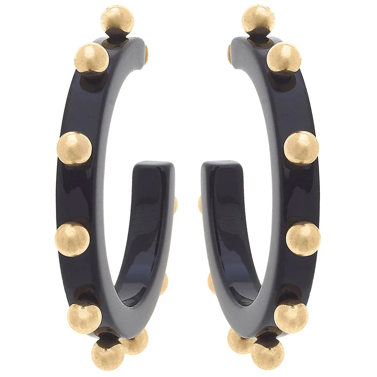 Kelley Studded Metal and Resin Hoop Earrings