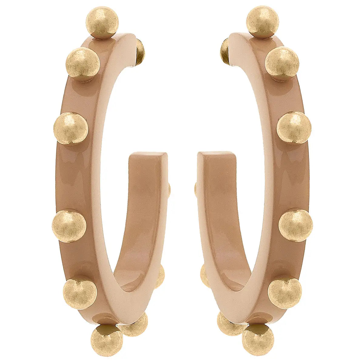 Kelley Studded Metal and Resin Hoop Earrings