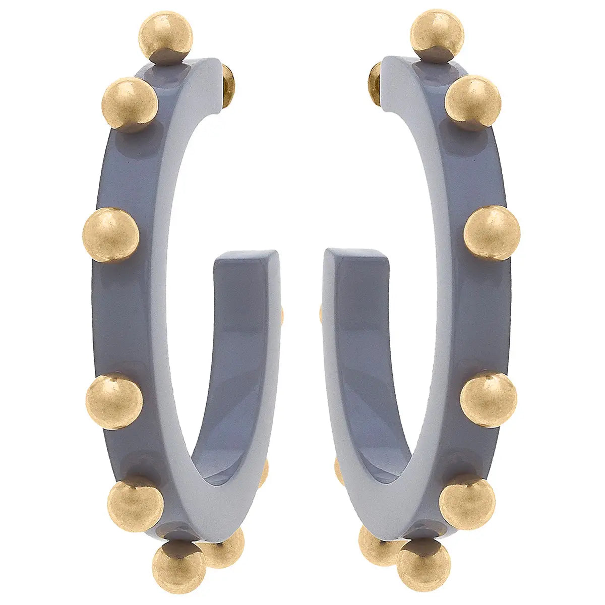 Kelley Studded Metal and Resin Hoop Earrings