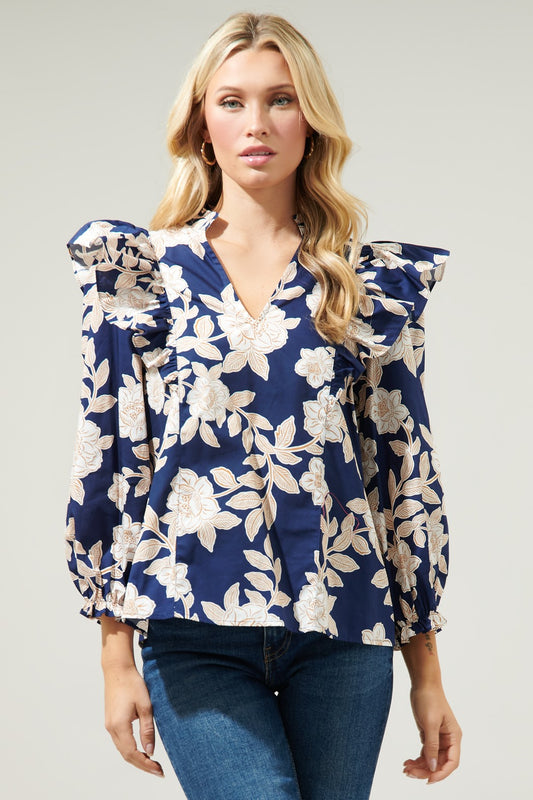 Lilo Ruffle Neck Top