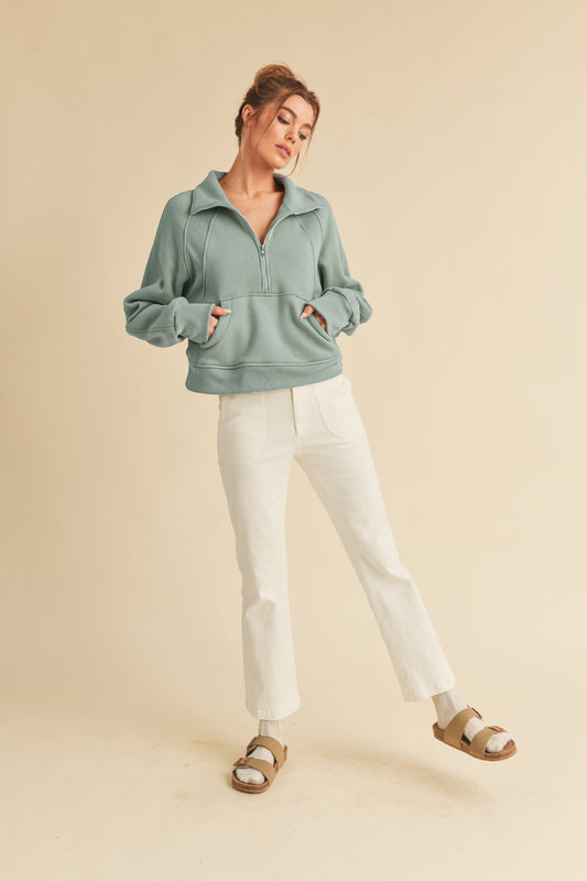 Drea Half-Zip Hoodie Pale Blue