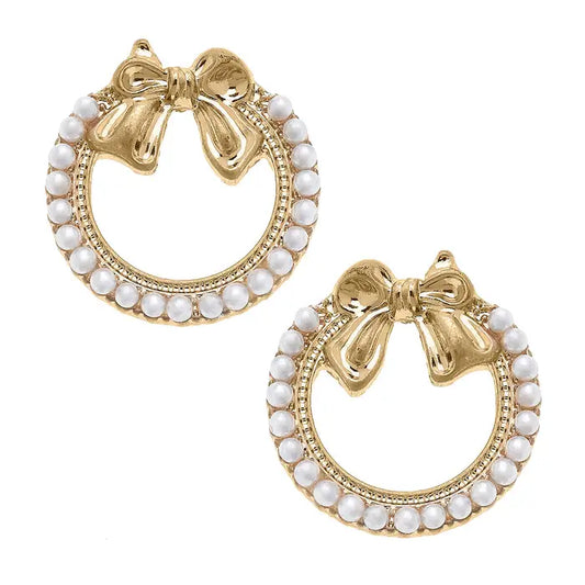 Rowen Pearl Bow Wreath Stud Earrings