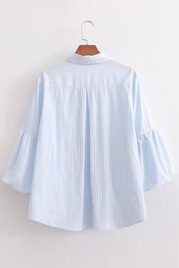 Sarah Striped Bubble Sleeve Shirt