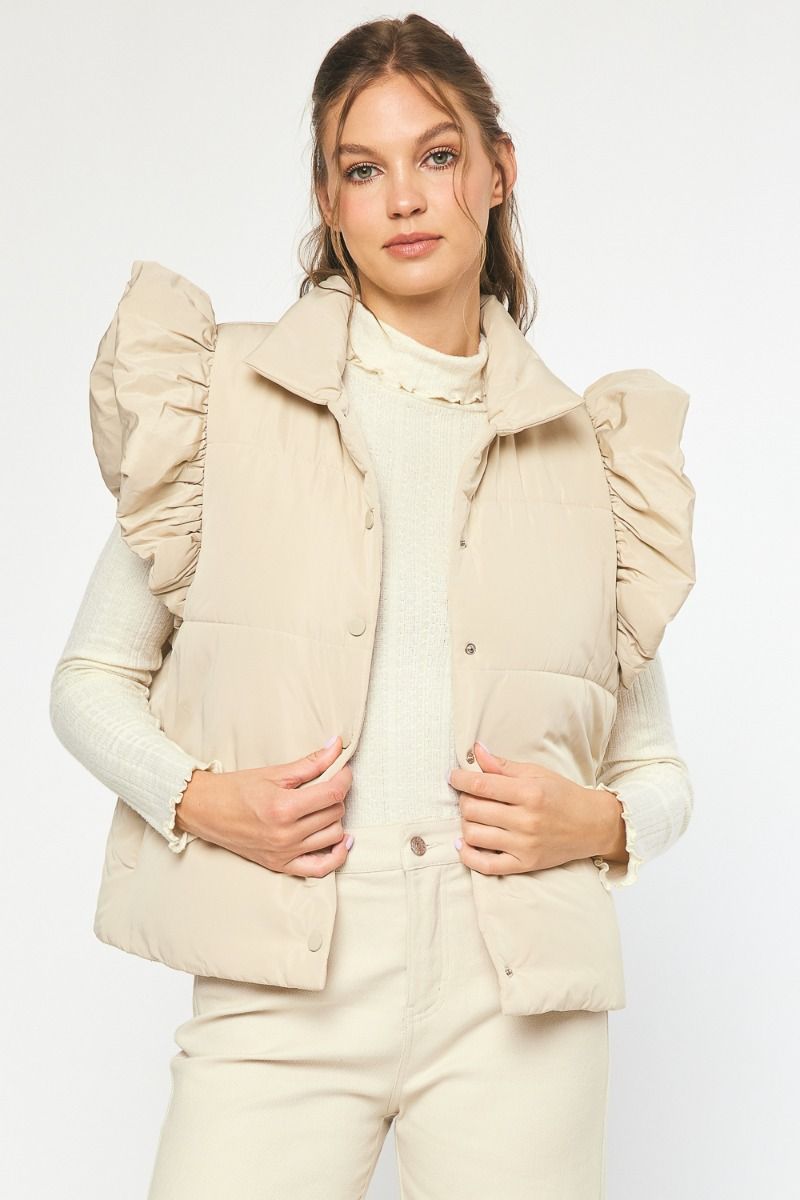 Jenna Ruffle Shoulder Vest