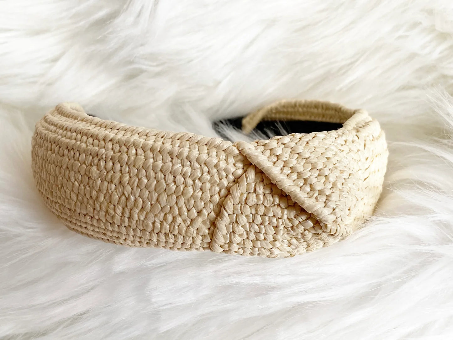 Light Tan Raffia Headband