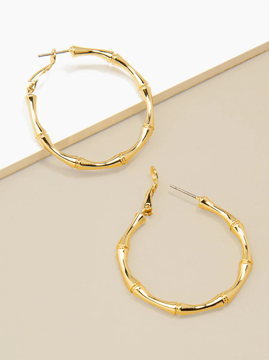 Bamboo Hoop Earring - Gold