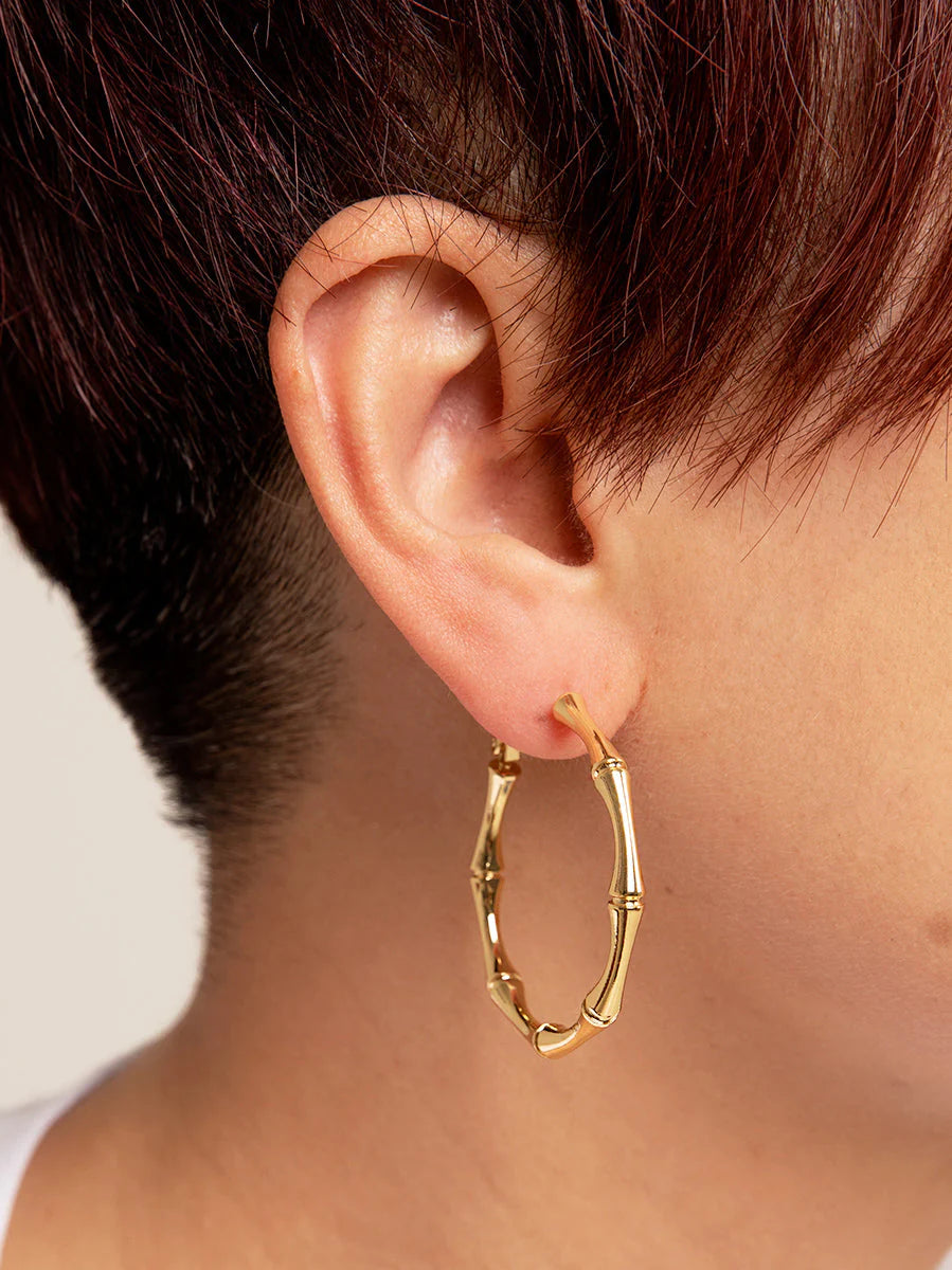 Bamboo Hoop Earring - Gold