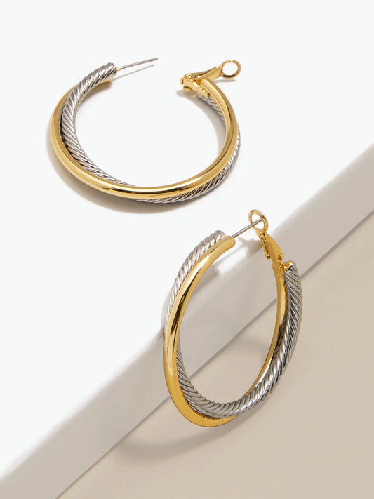 Twisted Cable Hoop Earring - Gold/Silver