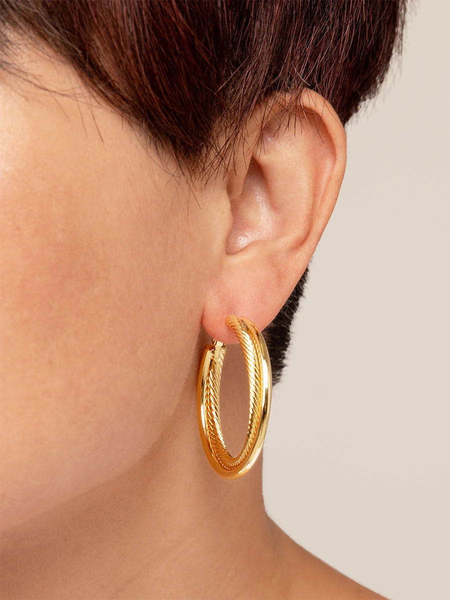 Twisted Cable Hoop Earring - Gold/Silver