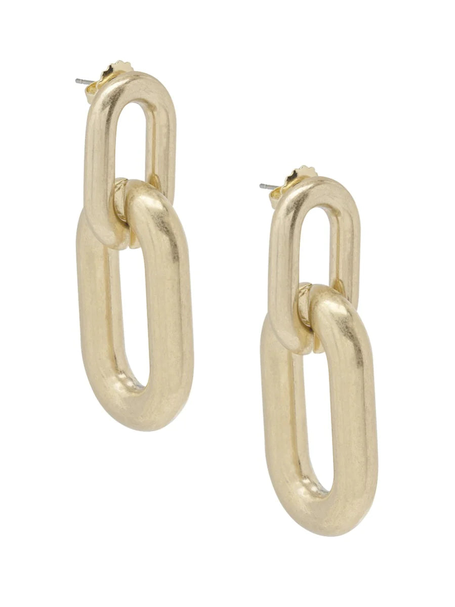 Chunky Cable Link Drop Earring - Gold