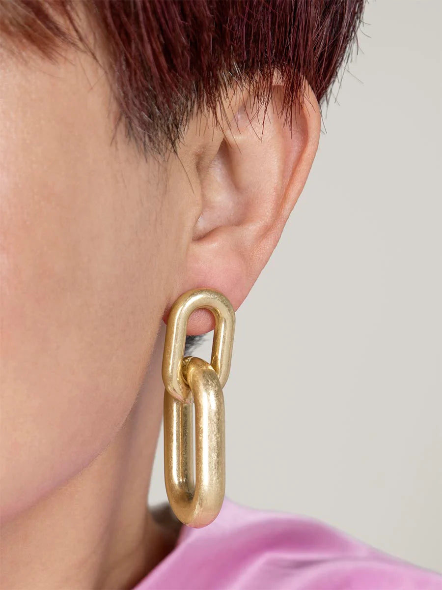 Chunky Cable Link Drop Earring - Gold