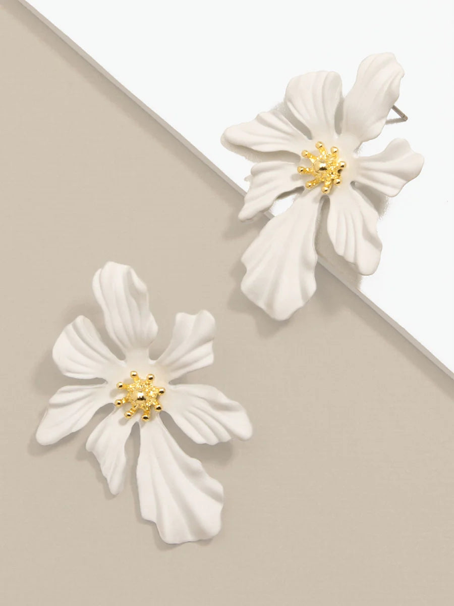 Tropical Floral Earring - White